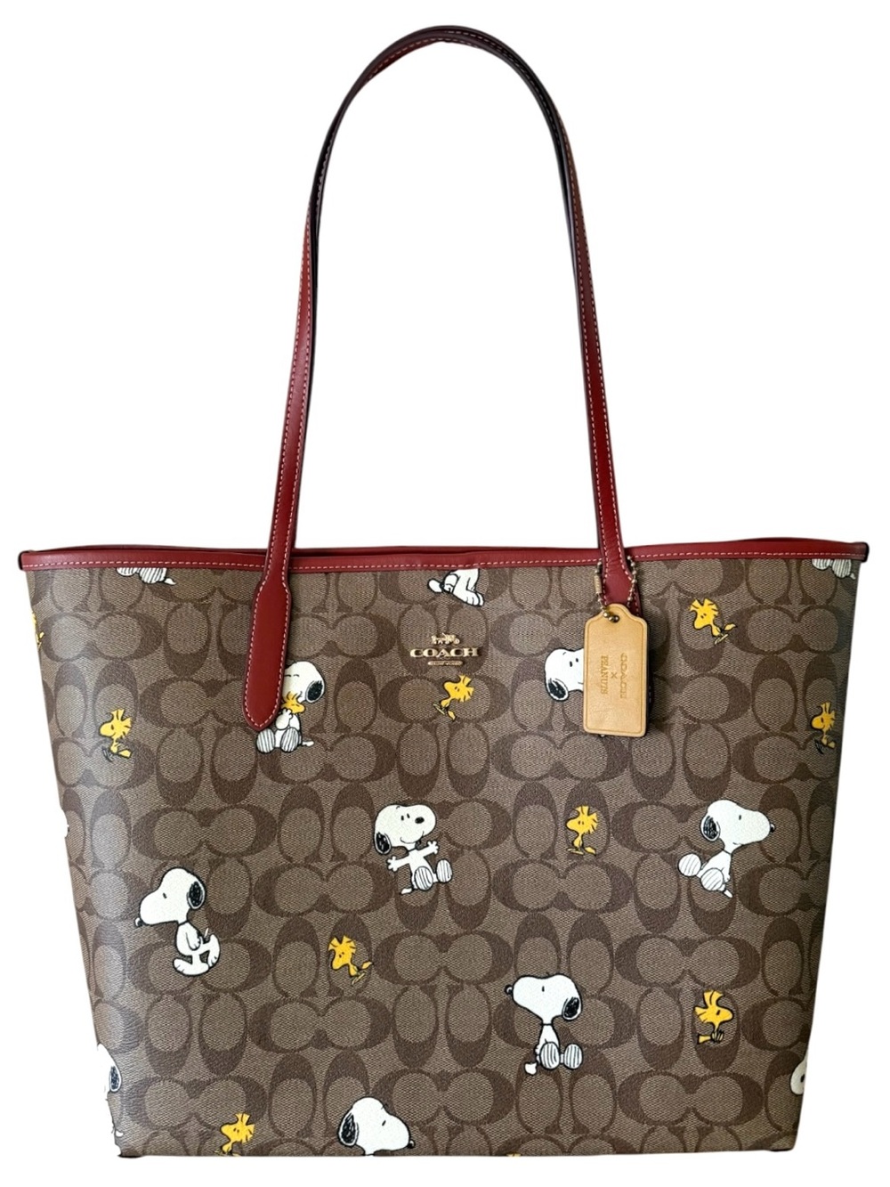 Coach Peanuts City Tote Snoopy Woodstock